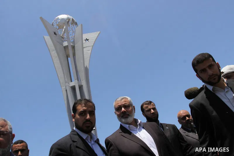Palestinian Prime Minister in Gaza strip, Ismail Haniya opens monument of freedom fleet 1 in the port of Gaza on May 31, 2011. Photo by Mohammed Asad