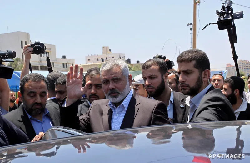 Palestinian Prime Minister in Gaza strip, Ismail Haniya opens monument of freedom fleet 1 in the port of Gaza on May 31, 2011. Photo by Mohammed Asad