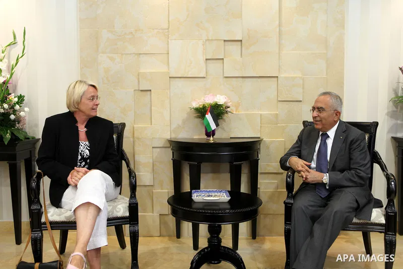 Palestinian Prime Minister Salam Fayyad during a meeting with Susanne Kastner, Chairperson of the Defence comittee of the German Bundestag in the west bank city of Ramallah on May 31, 2011. Photo by Mustafa Abu Dayeh