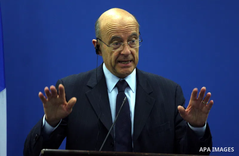 France's Foreign Minister, Alain Juppe during a press conference in the West Bank city of Ramallah on June 2, 2011. as Juppe announced France is ready to host a Middle East peace conference before the end of July in a bi...
