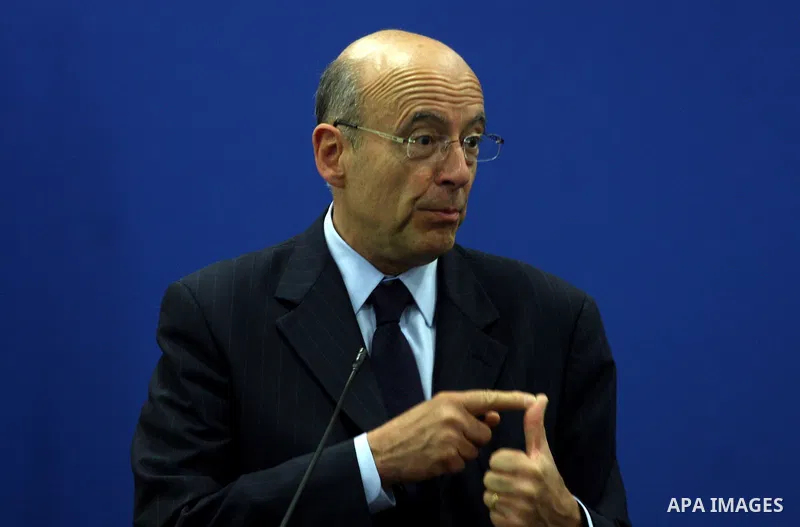France's Foreign Minister, Alain Juppe during a press conference in the West Bank city of Ramallah on June 2, 2011. as Juppe announced France is ready to host a Middle East peace conference before the end of July in a bi...