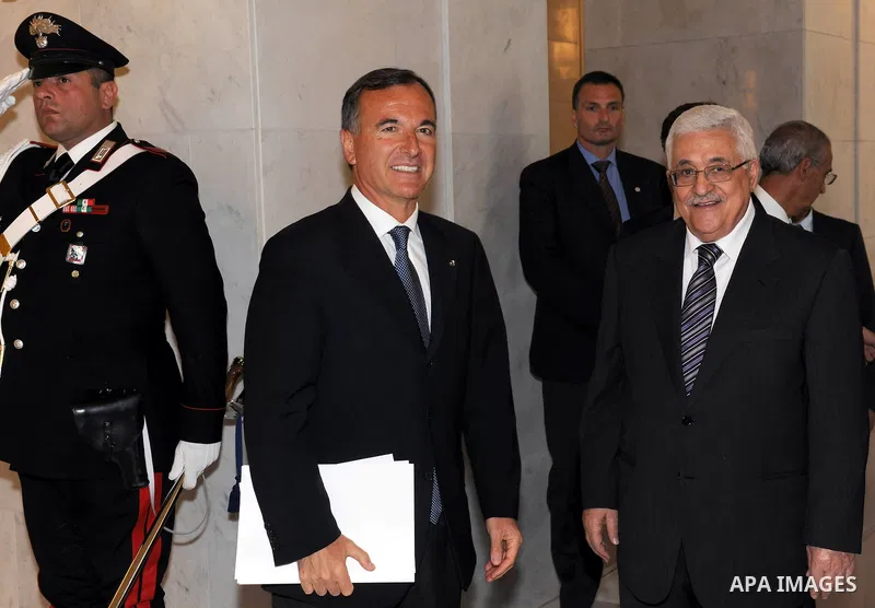 Palestinian President Mahmoud Abbas meets with the Italian Foreign Minister, Franco Vartini in Rome on June 3,2011. Photo by Thaer Ganaim