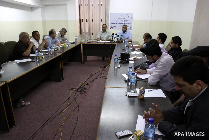Palestinian government media office during a workshop with journalists in the Gaza Strip on June 4, 2011. Photo by Mohammed Asad