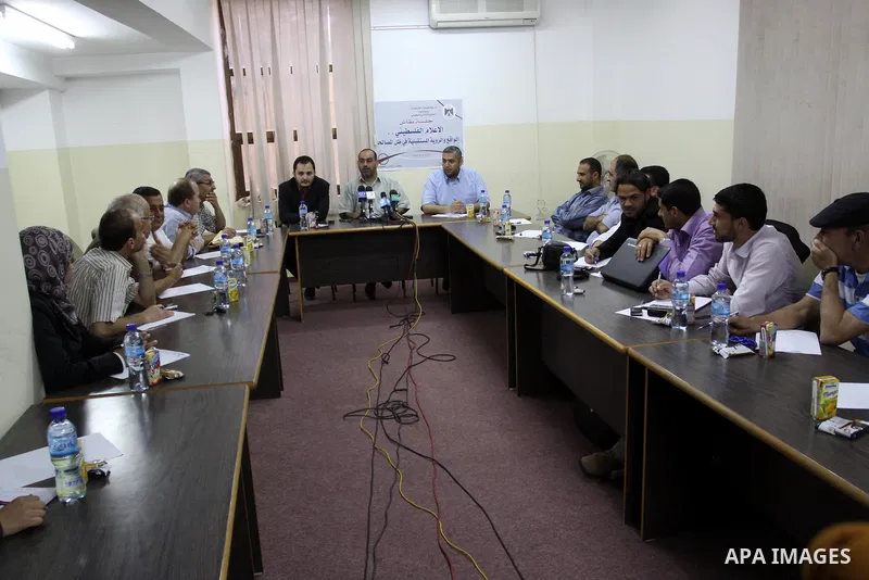 Palestinian government media office during a workshop with journalists in the Gaza Strip on June 4, 2011. Photo by Mohammed Asad
