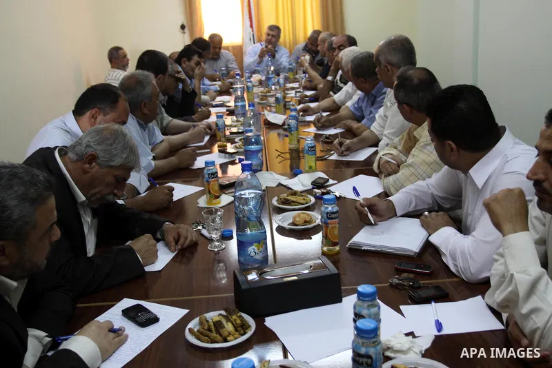 Palestinian factions during a meeting to mark the 44th anniversary of 'Naksa', Arabic for setback of the Six Days War in Gaza city on June 6, 2011. Photo by Mohammed Asad