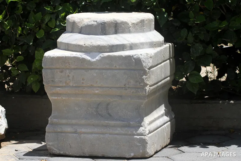 Ancient artifacts recently discovered, base and crown of the ancient columns in Gaza city on June 9, 2011. This Ancient artifacts back to the Byzantine period by more than 1200 years. Photo by Mohammed Asad
