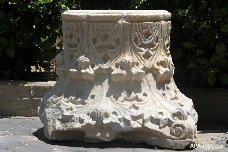 Ancient artifacts recently discovered, base and crown of the ancient columns in Gaza city on June 9, 2011. This Ancient artifacts back to the Byzantine period by more than 1200 years. Photo by Mohammed Asad