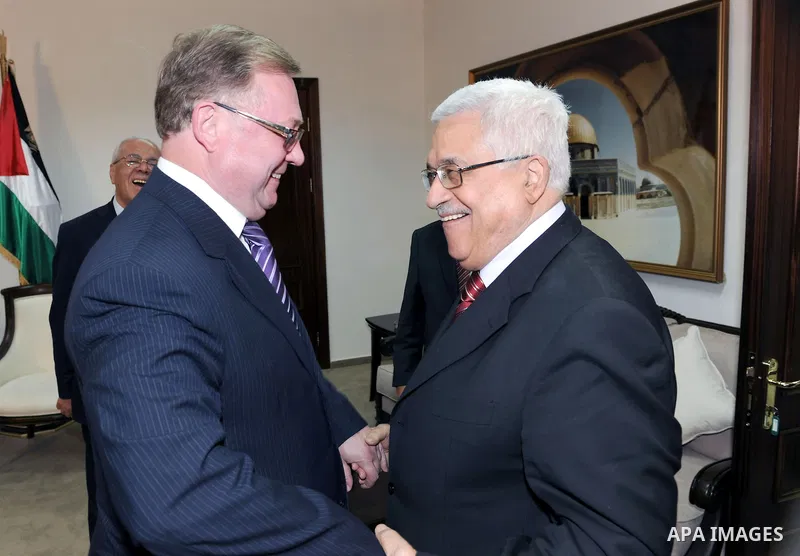 Palestinian President Mahmoud Abbas (Abu Mazen) during a meeting with chairman of the Russian Accounting, Sergei Stepashn, in the west bank city of Ramallah on June 11, 2011. Photo by Thaer Ganaim