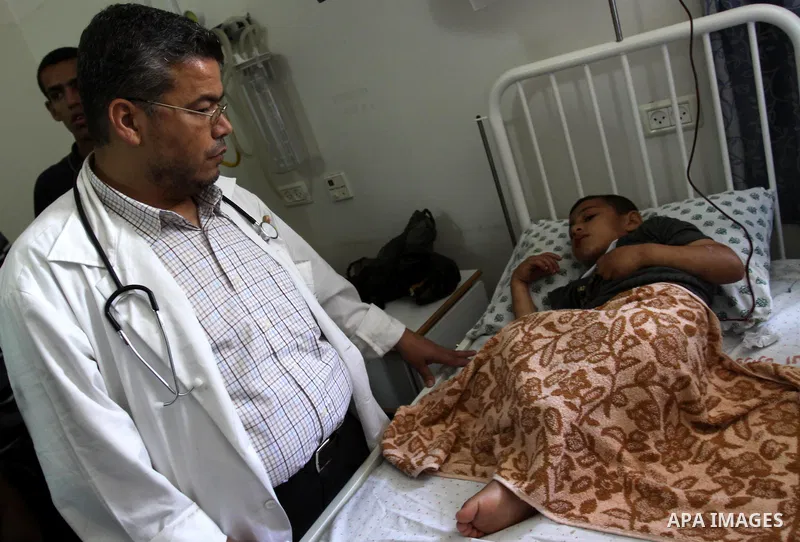 A Palestinian child is treated at Abed Alaziz Al-Rantisi hospital in Gaza City, Sunday, June 12, 2011. The Palestinian ministry of health in Gaza announced that the coastal enclave is heading for an unprecedented medical...