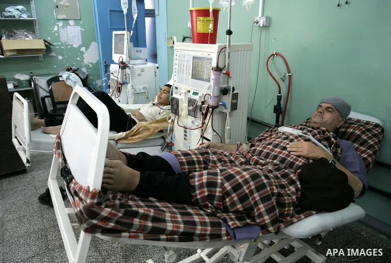 Palestinian patients are treated at a dialysis division in Al Najjar hospital in Rafah, southern Gaza Strip on June 14, 2011. The Palestinian ministry of health in Gaza announced that the coastal enclave is heading for a...