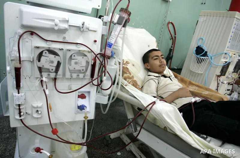Palestinian patients are treated at a dialysis division in Al Najjar hospital in Rafah, southern Gaza Strip on June 14, 2011. The Palestinian ministry of health in Gaza announced that the coastal enclave is heading for a...