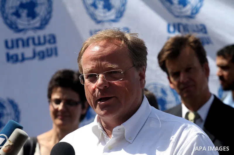 German Development Minister, Dirk Nebel delivers speech during a press conference following his visit to Gaza Strip at the UNRWA headquarters in Gaza city on June 14,2011. Photo by Mohammed Asad