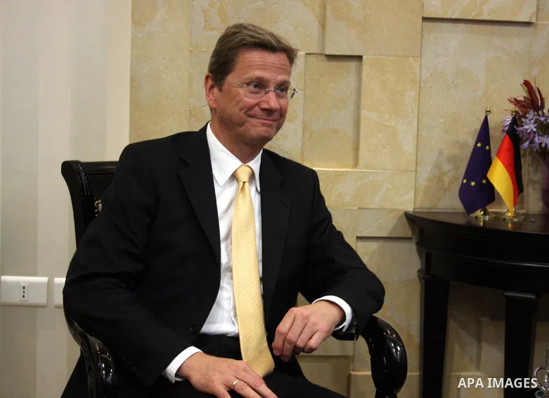 German Foreign Minister Guido Westerwelle meets with Palestinian prime minister Salam Fayyad in the West Bank city of Ramallah during an official visit on June 14, 2011. Photo by Issam Rimawi