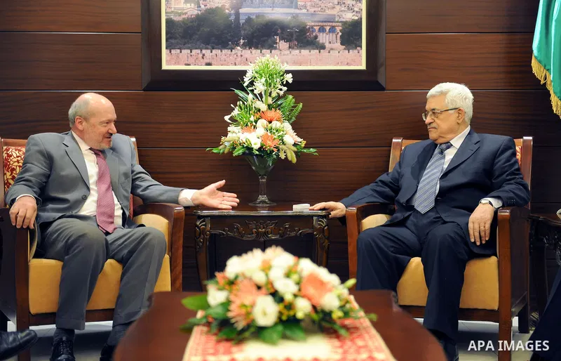 Palestinian President Mahmoud Abbas (Abu Mazen) during a meeting with the French Consul General in the West Bank city of Ramallah on Jun 17, 2011. Photo by Thaer Ganaim
