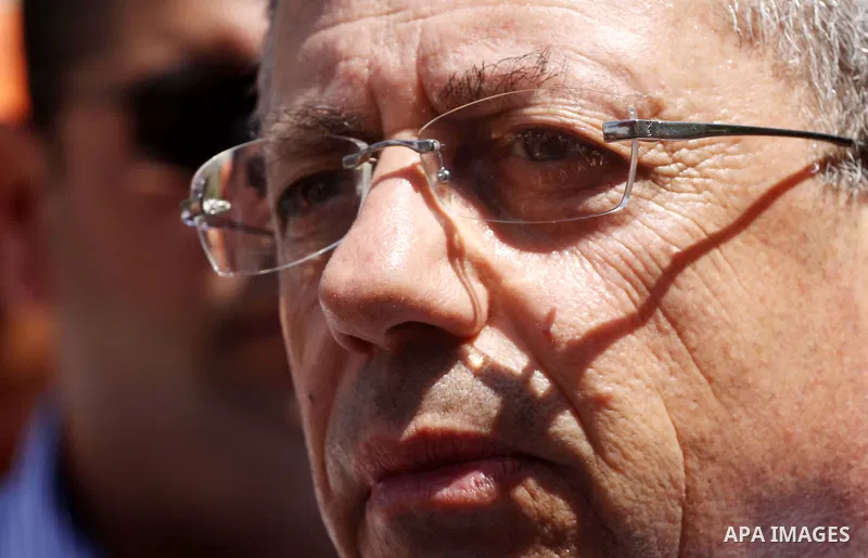 The head of Palestinian National Initiative movement, Mustafa al-Barghuti participates in a rally to mark the ninth anniversary of the movement foundation in Gaza city on Jun 18,2011. Photo by Mohammed Asad