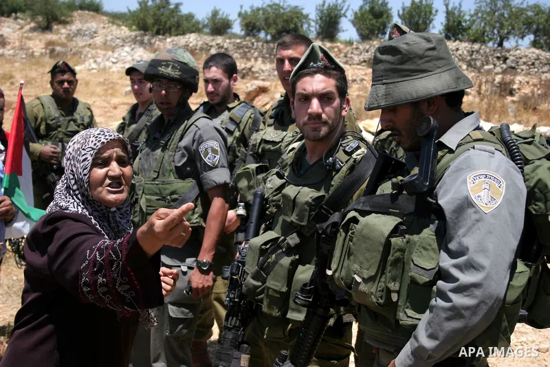 Israeli soldiers scuffle with protesters on Jun 18, 2011 during a demonstration by foreign, Israeli and Palestinian activists against the Jewish settlement of Karmei Tzur near the Palestinian village of Beit Omar, just n...