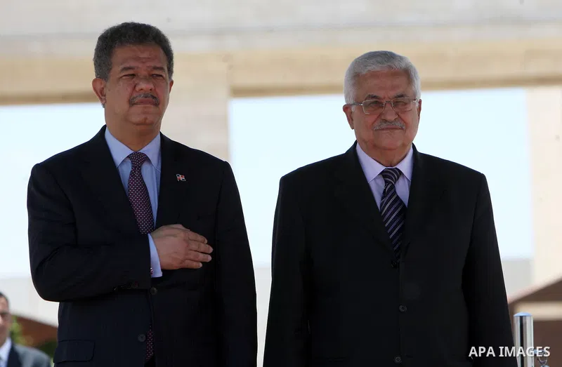 Palestinian President Mahmoud Abbas (Abu Mazen) during a meeting with the Dominican counterpart Leonel Fernandez in the West Bank city of Ramallah on June 19, 2011. Photo by Thaer Ganaim
