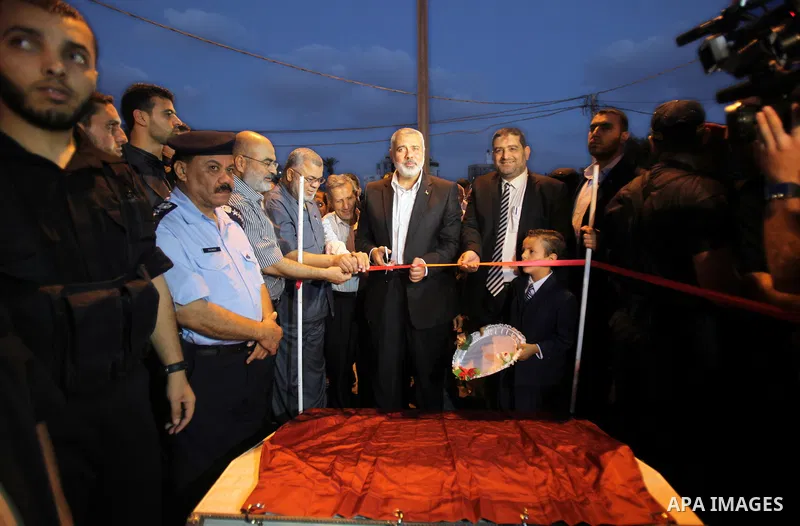 Palestinian Prime Minister in Gaza, Ismail Haniya during the opening ceremony of Al-Shuhada Street in Gaza City on June 19, 2011. Photo by Ali Jadallah