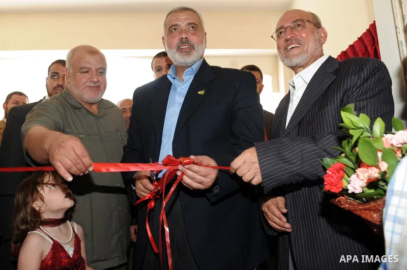 Palestinian Prime Minister in Gaza, Ismail Haniya during opening house safety for the welfare of women and Mustafa Al-Rafii school for the Deaf in Gaza city on June 22, 2011. Photo by Mohammed Ostaz