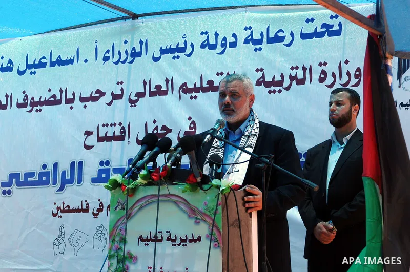 Palestinian Prime Minister in Gaza, Ismail Haniya delivers a speech during opening house safety for the welfare of women and Mustafa Al-Rafii school for the Deaf in Gaza city on June 22, 2011. Photo by Mohammed Ostaz