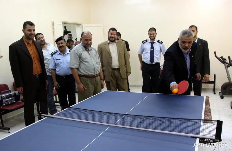 Palestinian prime minister in Gaza Strip, Ismail Haniya attends the opening of Aman centre for Palestinian women care in Gaza city on Jun 22,2011. Photo by Mohammed Asad