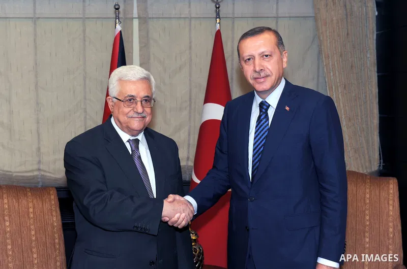 Palestinian President Mahmoud Abbas meets with Turkey's prime minister, Recep Tayyip Erdogan in Ankara on Jun 24,2011. Photo by Thaer Ganaim