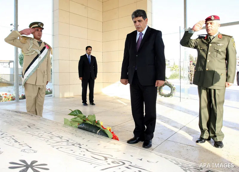 Cypriot Interior Minster, Niculios Saleiots lays a wreath on..the tomb of late Palestinian President Yasser Arafat in the West Bank city of Ramallah on Jun 26,2011. Photo by Mufeed Abu Hasnah