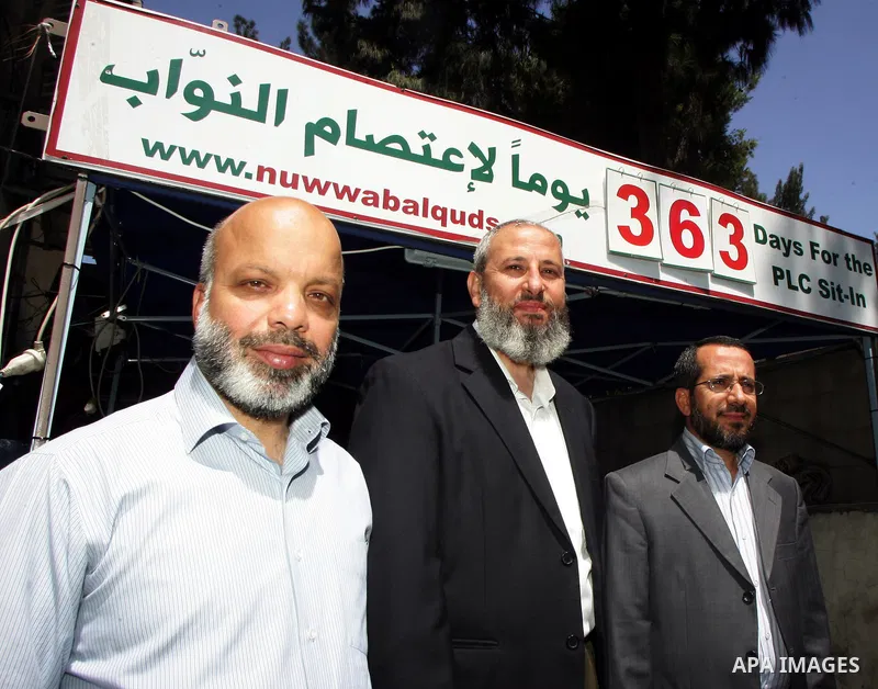 Jerusalem deputies and the Minister of Jerusalem gather at the headquarters of the Red Cross, where the title of the protest " 363 days for the PLC sit-in " in Jerusalem on June 28, 2011. Photo by Mahfouz Abu Turk