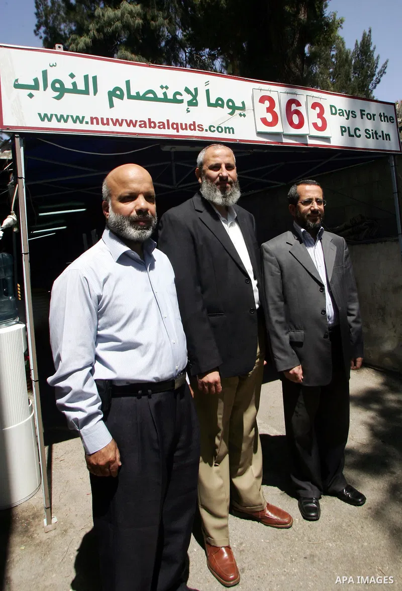 Jerusalem deputies and the Minister of Jerusalem gather at the headquarters of the Red Cross, where the title of the protest " 363 days for the PLC sit-in " in Jerusalem on June 28, 2011. Photo by Mahfouz Abu Turk