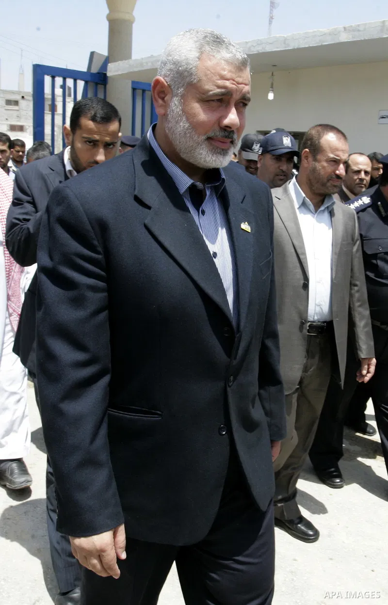 Palestinian Prime Minister in Gaza strip, Ismail Haniya during opening the headquarters of the new Palestinian police, which was rebuilt after destroyed in the Israeli war on Gaza in 2008-2009 in Rafah, southern Gaza Str...