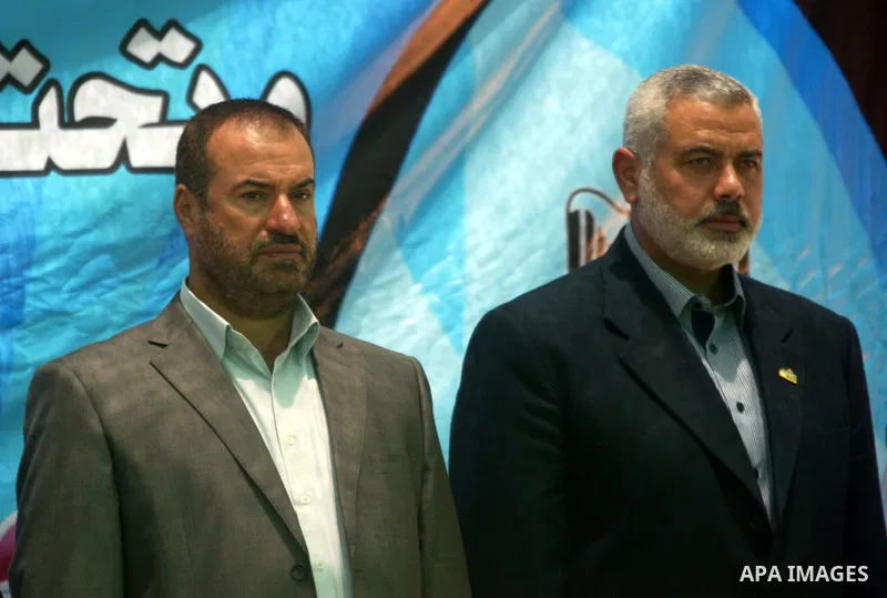 Palestinian Prime Minister in Gaza strip, Ismail Haniya during opening the headquarters of the new Palestinian police, which was rebuilt after destroyed in the Israeli war on Gaza in 2008-2009 in Rafah, southern Gaza Str...