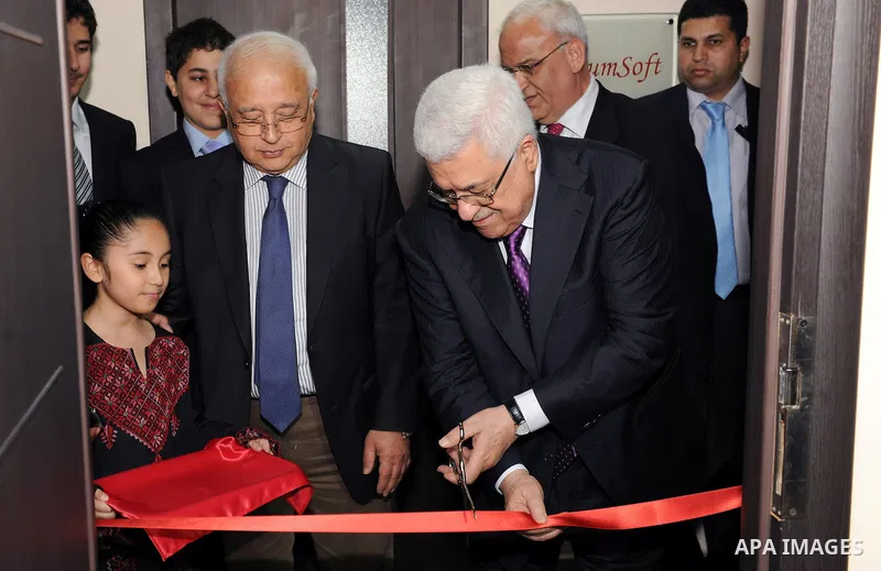 Palestinian president Mahmoud abbas (Abu Mazen) during the opening of the Palestinian embassy in the Azerbaijan capital of Baku on Jun 29,2011. Photo by Thaer Ganaim