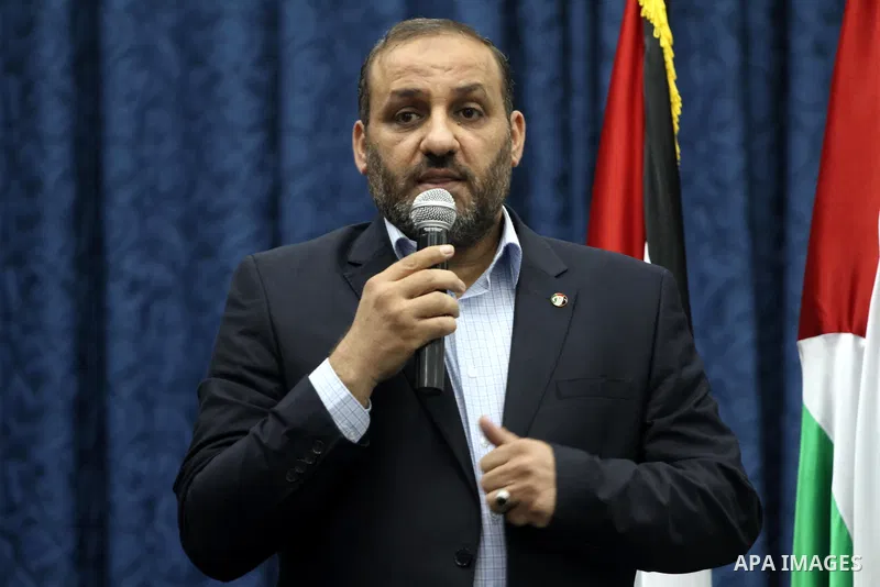 Palestinian Minister of Youth and Sports, Muhammad Al-Mahdhoun delivers a speech during a meeting with Palestine Prime Minister in Gaza strip, Ismail Haniya in Gaza city on June 30, 2011. While the Palestinian Prime Mini...