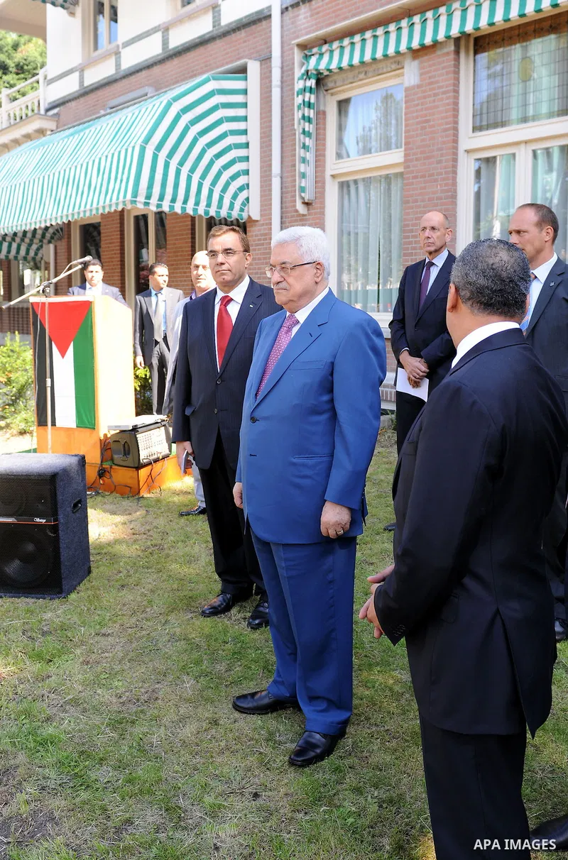 Palestinian President Mahmoud Abbas during the opening of the Palestinian embassy in the Netherlands on July 1,2011. Photo by Thaer Ganaim