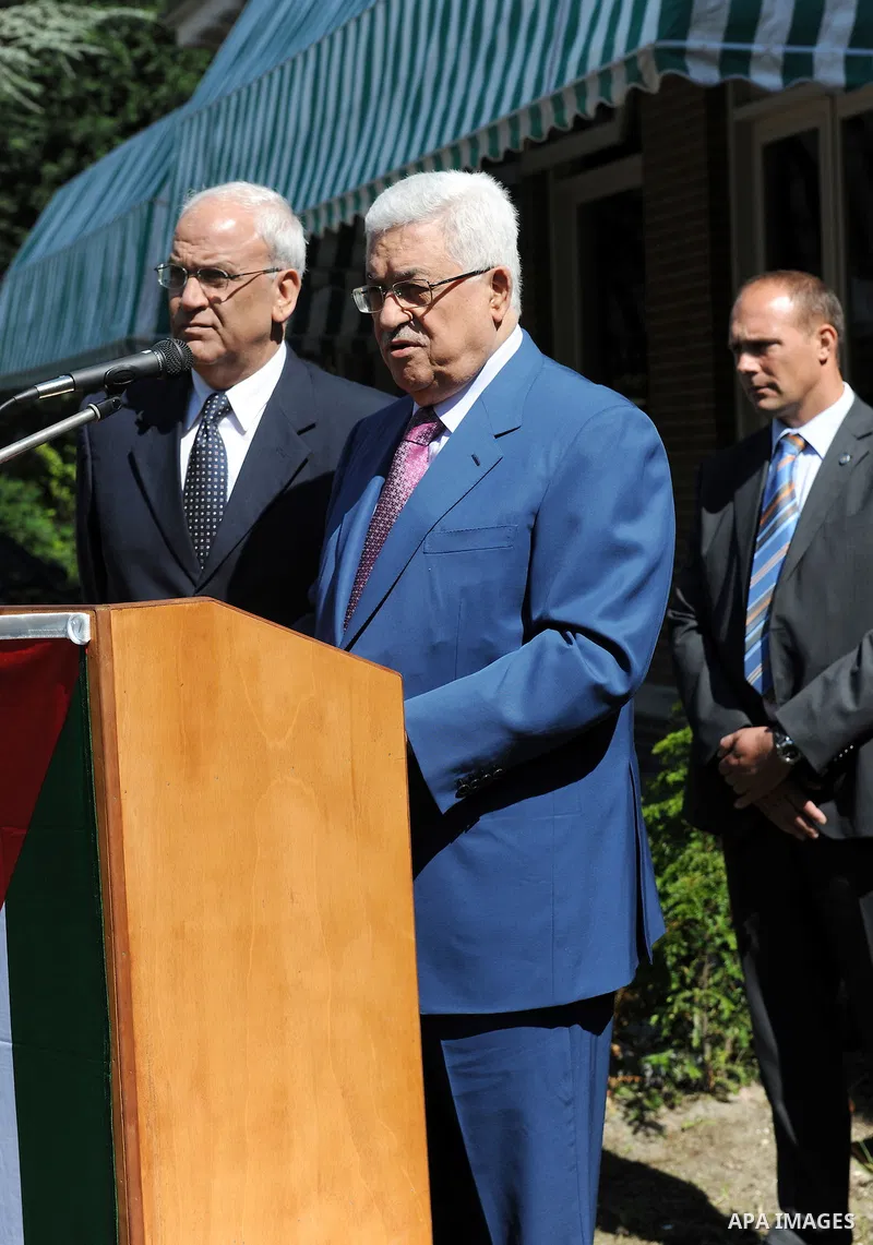 Palestinian President Mahmoud Abbas during the opening of the Palestinian embassy in the Netherlands on July 1,2011. Photo by Thaer Ganaim