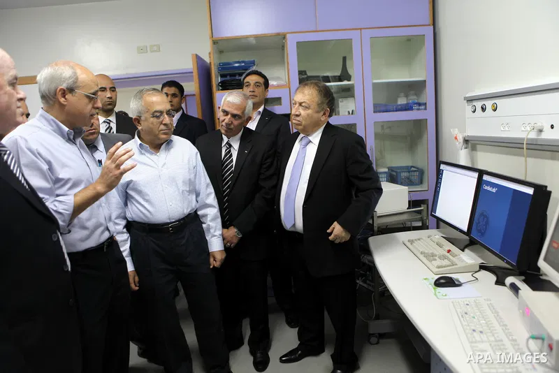 Palestinian Prime Minister, Salam Fayyad during an inspection tour in the Al-Ahli Hospital in the West Bank city in Hebron on July 2, 2011. Photo by Mustafa Abu Dayyeh