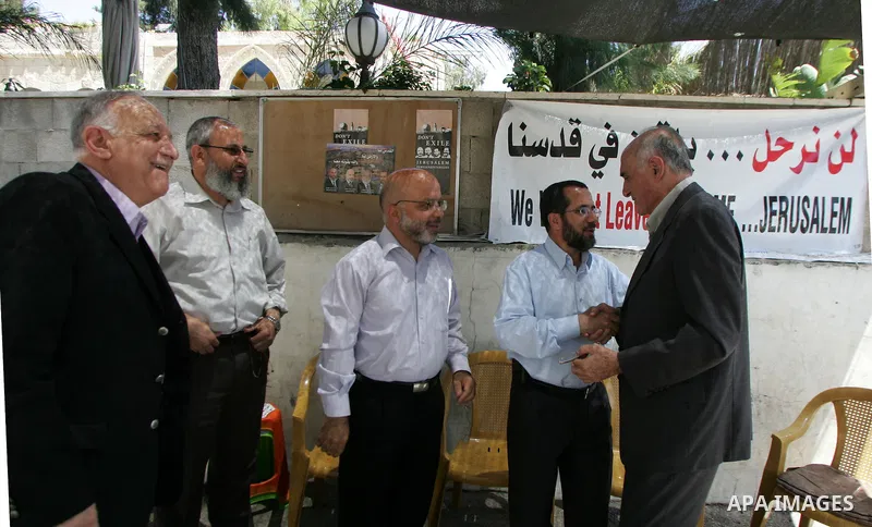 Palestinian children participating in summer camps visit Hamas legislators at the International Red Cross offices in Jerusalem's old city on july 5, 2011. Hamas legislators have been living inside the ICRC compound in Je...