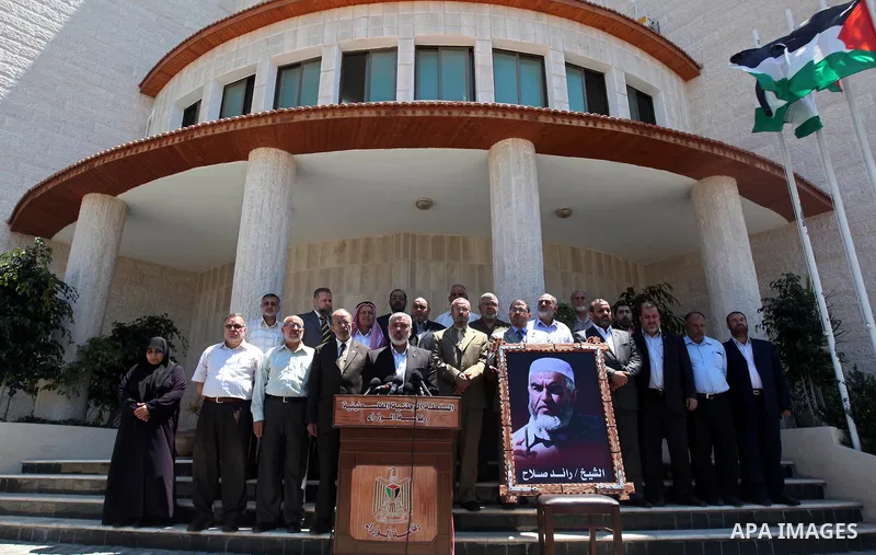 Palestinian Prime Minister in Gaza Strip, Ismail Haniya delivers a speech during a press conference in support with Sheikh Raed Salah in Gaza city o July 5, 2011. After the controversial Arab-Israeli Islamist leader was...
