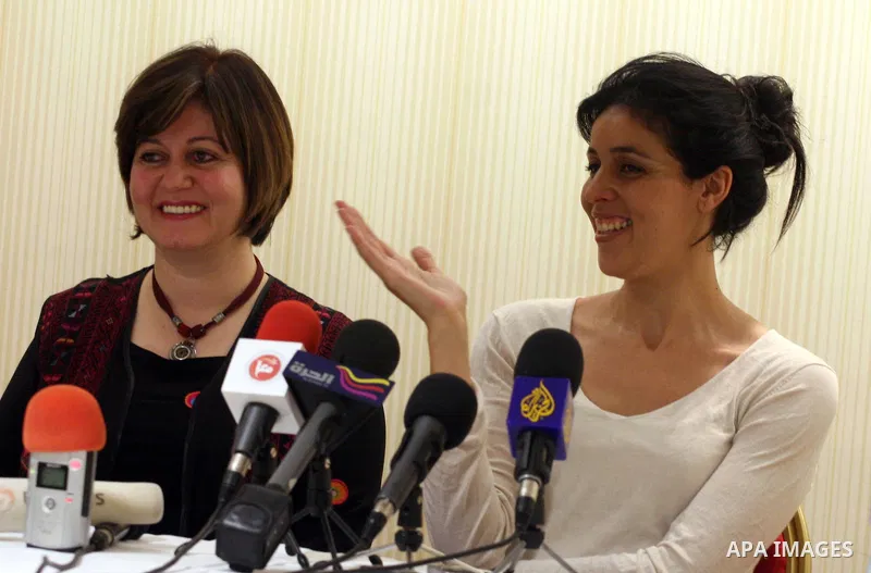 Souad Massi, Algerian singer and songwriter living in France, speaks during a press conference ahead of her concert during the Palestine International Festival 2011, in the West Bank city of Ramallah, Tuesday, July 5, 20...