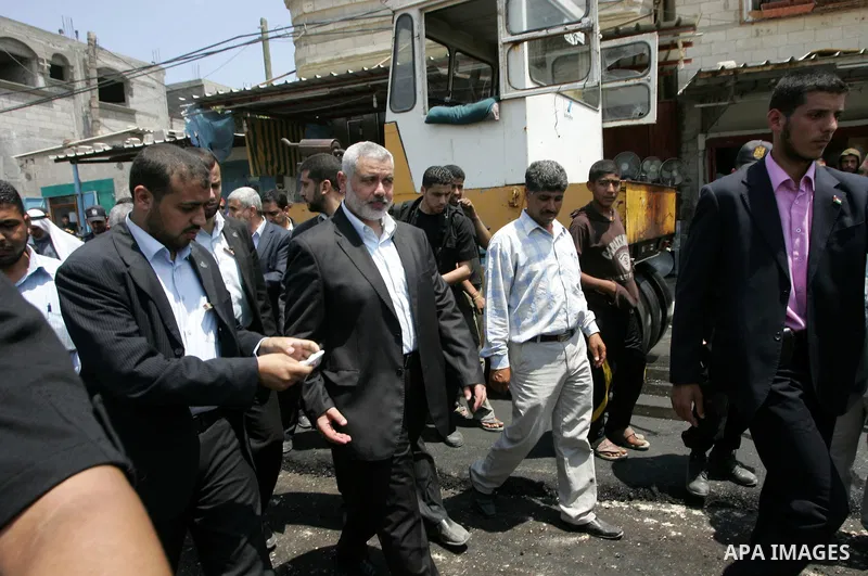 Palestinian Prime Minister in Gaza Strip, Ismail Haniya visits the site of a new project in Rafah town close to the Rafah border crossing with Egypt, in the southern Gaza Strip on July 06, 2011. Photo by Abed Rahim Khati...