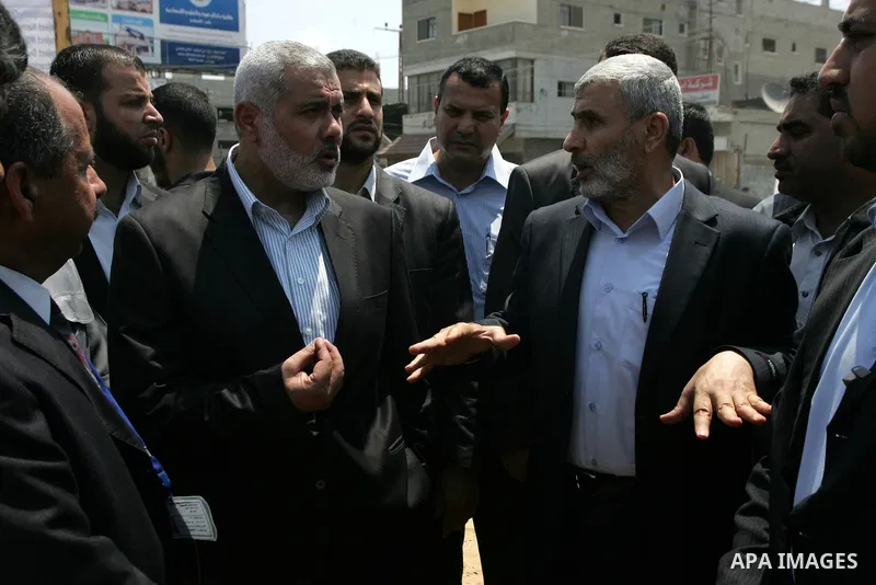 Palestinian Prime Minister in Gaza Strip, Ismail Haniya visits the site of a new project in Rafah town close to the Rafah border crossing with Egypt, in the southern Gaza Strip on July 06, 2011. Photo by Abed Rahim Khati...