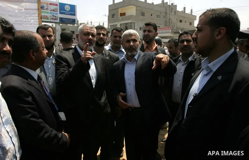 Palestinian Prime Minister in Gaza Strip, Ismail Haniya visits the site of a new project in Rafah town close to the Rafah border crossing with Egypt, in the southern Gaza Strip on July 06, 2011. Photo by Abed Rahim Khati...