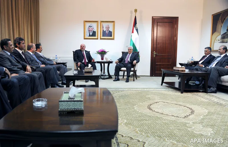 Palestinian President Mahmoud Abbas (Abu Mazen) meets with Delegation of businessmen from Gaza in the West Bank city of Ramallah on July 7, 2011. Photo by Thaer Ganaim