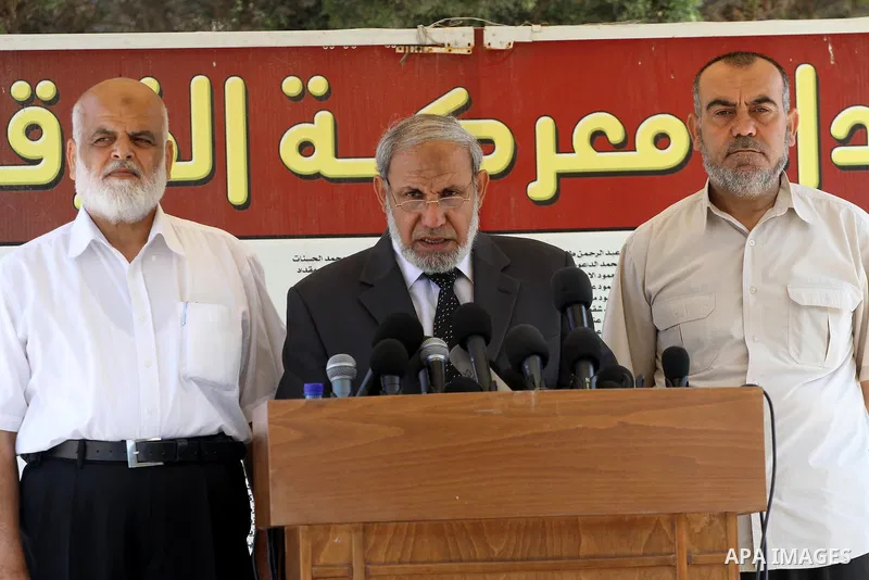 Palestinian senior Hamas leader, Mahmoud Zahar delivers speech in support with the "Freedom Flotilla "II" Gaza city on June July 7, 2011, as Pro-Palestinian activists hoping to sail to Gaza this week fully expected their...