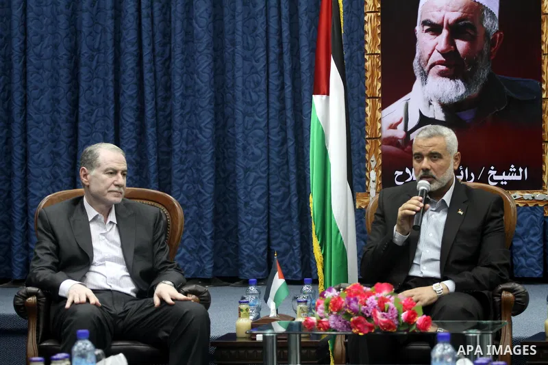 Palestinian Prime Minister in Gaza strip, Ismail Haniya delivers speech during a meeting with delegation from the Federation of Arab doctors in his office in Gaza city on July 7, 2011. Photo by Mohammed Asad