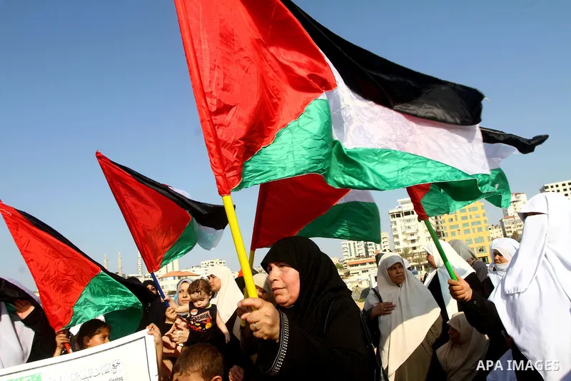 Palestinians take Part during a protest in the port at Gaza City on July 7, 2011. Pro-Palestinian activists hoping to sail to Gaza this week fully expected their flotilla to be blocked by Israeli marines. Photo by Ashraf...