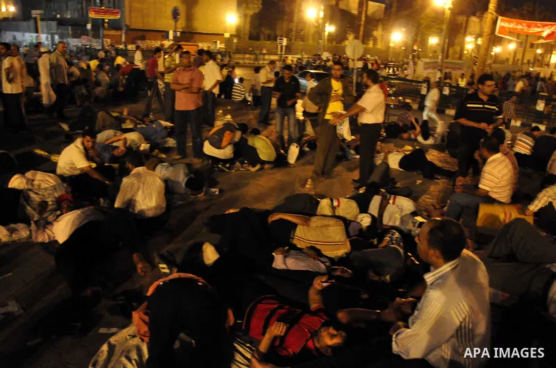 Protesters gather in Tahrir Square in Cairo in the evening hours of July 8, 2011. Tens of thousands of Egyptians packed city centres across the country on Friday, demanding faster reforms and voicing frustration at what...