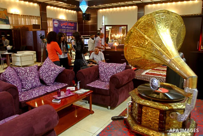 Palestinian vendors display their furniture during an exhibition at Al-Shalehat in Gaza city beach on July 10, 2011 Photo by Ashraf Amra