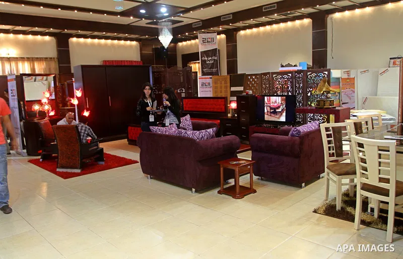 Palestinian vendors display their furniture during an exhibition at Al-Shalehat in Gaza city beach on July 10, 2011 Photo by Ashraf Amra