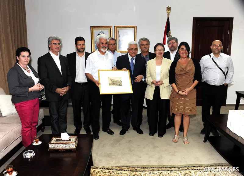 Palestinian President Mahmoud Abbas (Abu Mazen) meets with a delegation from the Europian Parliament in the West Bank city of Ramallah on July 10, 2011. Photo by Mufeed Abu Hasnah